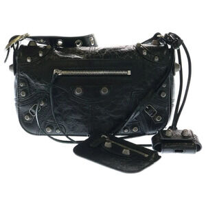 BALENCIAGA LE CAGOLE XS Studded Leather Shoulder Bag Black